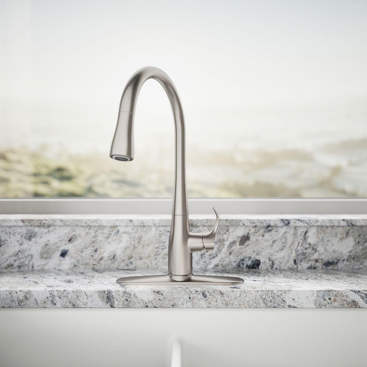 [Kohler] High-Arc Kitchen Faucet with Pull-Down Sprayer, 3-Function Spray Head, Stainless Steel Finish