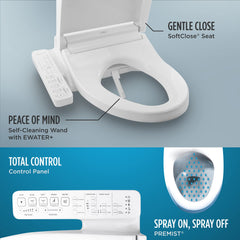 [TOTO] WASHLET C2 Electronic Bidet Toilet Seat with PREMIST and EWATER+ Wand Cleaning, Elongated, Cotton White - SW3074
